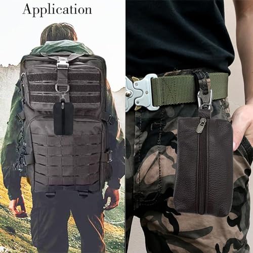 Auony Unisex Genuine Leather Key Case Wallet Pouch Bag Keychain Holder with Key Ring & Zipper (Black) - Image 5