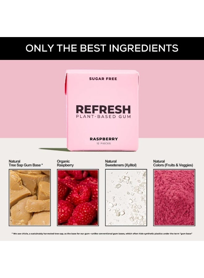 Refresh Plant-Based Raspberry Gum - Sugar Free - Image 5