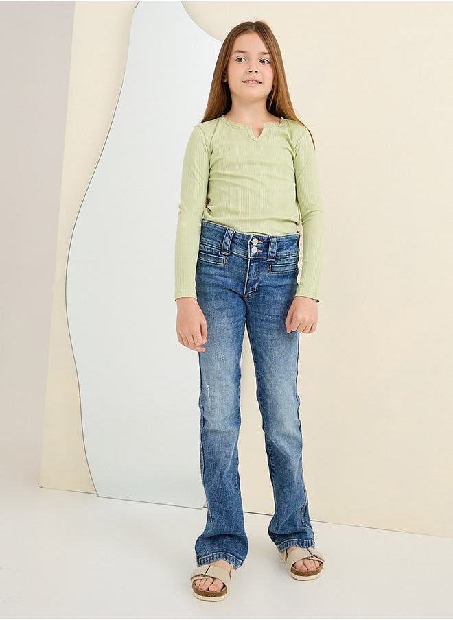 Styli - Lace Insert Ribbed T-Shirt - Image 1
