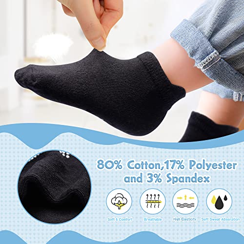 HYzgb Kids Socks Boys 5-6-7 Years Old with Non Slip Grips 12 Pairs Cotton Toddler Ankle Grippy Socks for Little Boys Girls Children 5T-6T-7T Birthday Gifts Black/White/Grey - Image 5