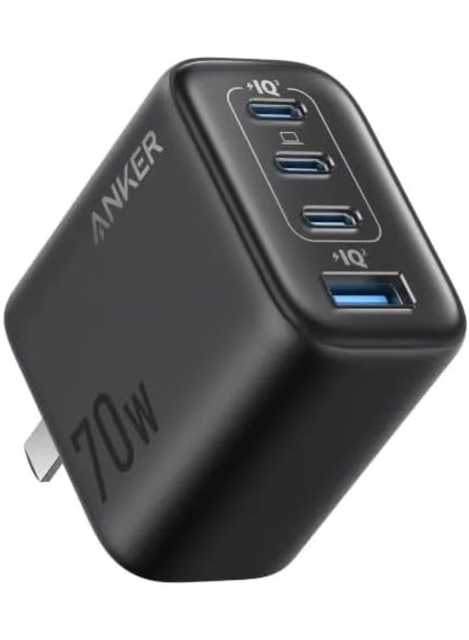 Anker Zolo 70W Charger 4-Port A121C Fast charger Gan Technology and Compact for MacBook, iPad, iPhone 17/iPhone Series, Galaxy S26/S25 (Black) - Image 1