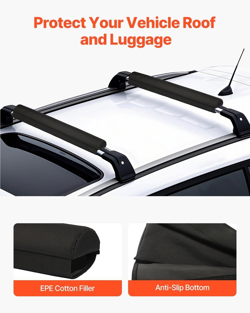 VEVOR Soft Roof Rack Pads, 28" Universal Car Roof Rack Pads for Various Crossbars, 88LBS Load Capacity Luggage Kayak Carrier with 2 Tie Down Straps & Velcros for SUPs Canoes Snowboards Paddle Boards Gulf market trial optimized design - Image 5
