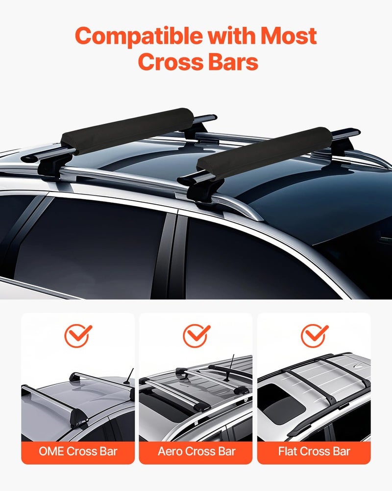 VEVOR Soft Roof Rack Pads, 28" Universal Car Roof Rack Pads for Various Crossbars, 88LBS Load Capacity Luggage Kayak Carrier with 2 Tie Down Straps & Velcros for SUPs Canoes Snowboards Paddle Boards Gulf market trial optimized design - Image 2