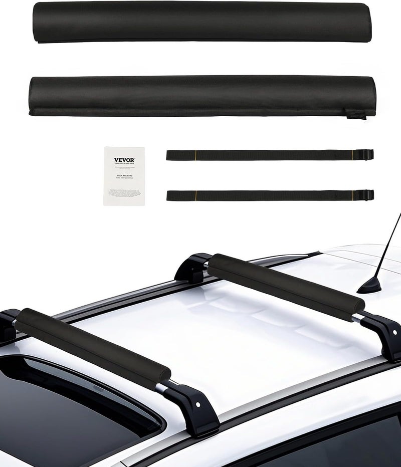VEVOR Soft Roof Rack Pads, 28" Universal Car Roof Rack Pads for Various Crossbars, 88LBS Load Capacity Luggage Kayak Carrier with 2 Tie Down Straps & Velcros for SUPs Canoes Snowboards Paddle Boards Gulf market trial optimized design - Image 1