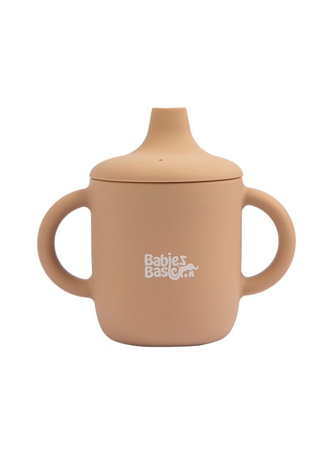بابيز_بيسك كوب سيليكون للأطفال الأساسيين من المرحلة الأولى مع فوهة ومقابض للأطفال - لون وردي خفيف - Image 1