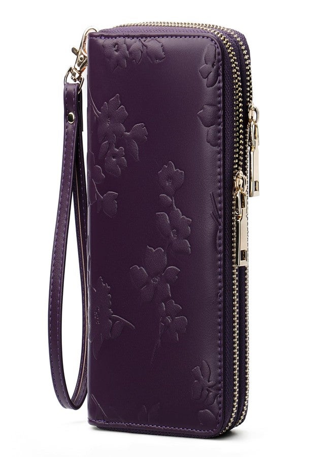 yiijay Womens Wallet RFID Blocking Large Capacity Vegan Leather Double Zip Wristlet Wallet Card Holder Travel Ladies Clutch - Image 1