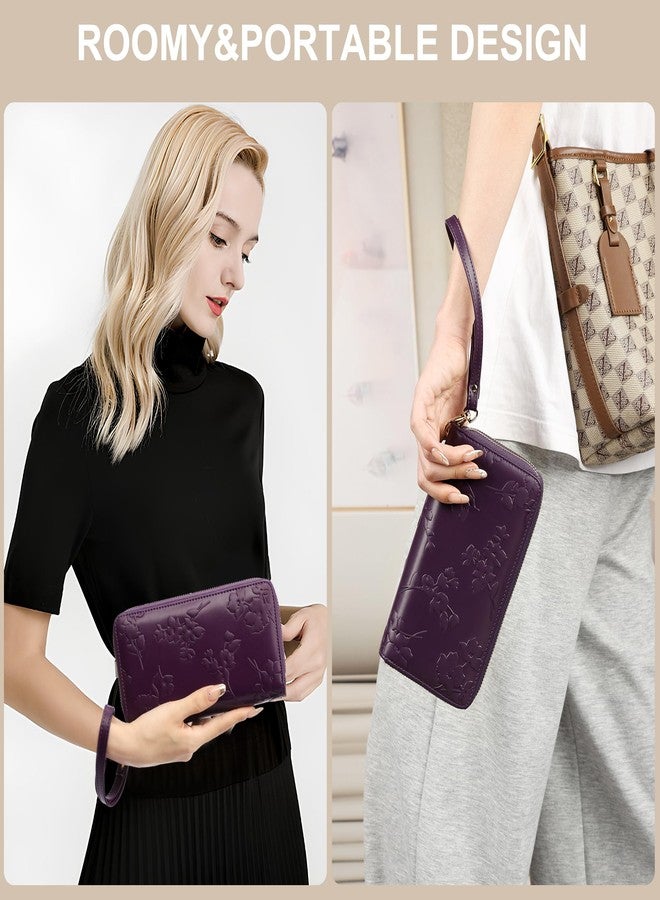 yiijay Womens Wallet RFID Blocking Large Capacity Vegan Leather Double Zip Wristlet Wallet Card Holder Travel Ladies Clutch - Image 2