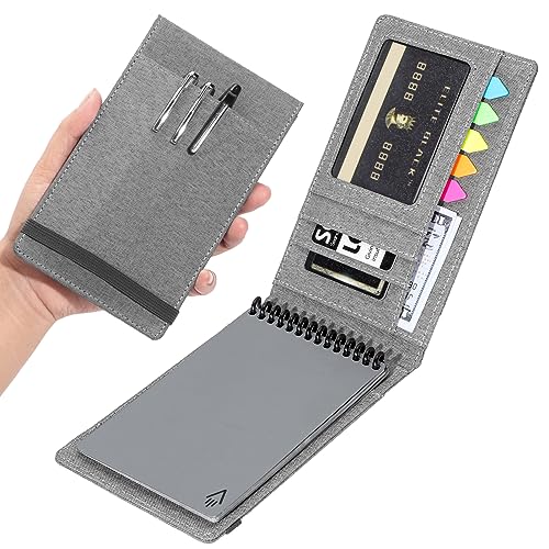 Plinyvel Notebook Cover for Rocketbook Mini Field Notes Top Spiral 35x55 Durable Waterproof Case with Pen Holder Card Slot Power User Productivity Kit Gray - Image 1