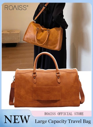 Large-Capacity Pu Leather Travel Handbag Fashionable Retro Adjustable Removable Shoulder Strap Fitness Bag Waterproof And Wear-Resistant Luggage Bag - pzsku/ZD8B651492CA8E43547F2Z/45/_/1723880645/4e07303a-1247-46aa-b71d-85a46d8aa3d1