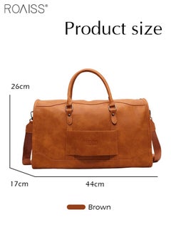 roaiss Large-Capacity Pu Leather Travel Handbag Fashionable Retro Adjustable Removable Shoulder Strap Fitness Bag Waterproof And Wear-Resistant Luggage Bag  - Image 5
