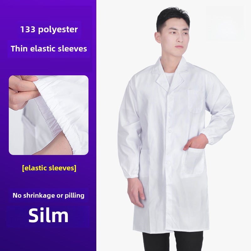 Long Sleeve Unisex Lab Coat Custom Logo 133 polyester elastic sleeves 