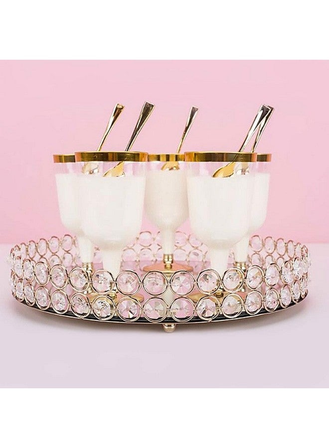 CentraLit صينية تقديم ذهبية مزخرفة بمرآة كريستالية للطاولة - Image 4