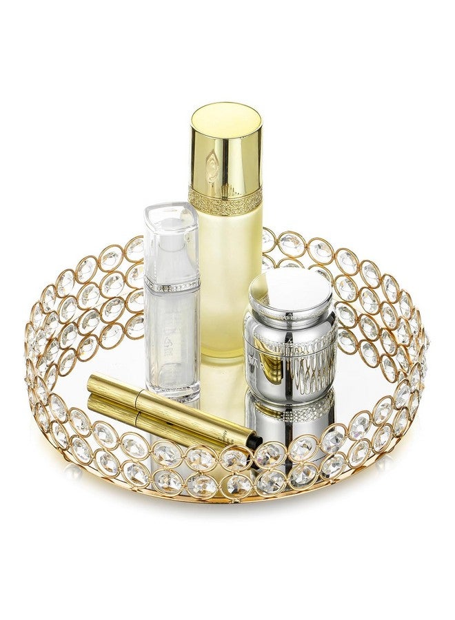 CentraLit صينية تقديم ذهبية مزخرفة بمرآة كريستالية للطاولة - Image 2