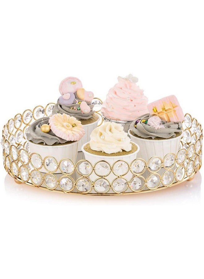 CentraLit صينية تقديم ذهبية مزخرفة بمرآة كريستالية للطاولة - Image 1