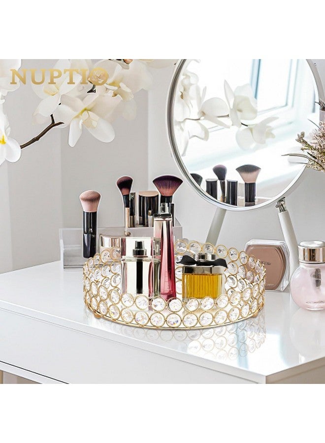 CentraLit صينية تقديم ذهبية مزخرفة بمرآة كريستالية للطاولة - Image 5