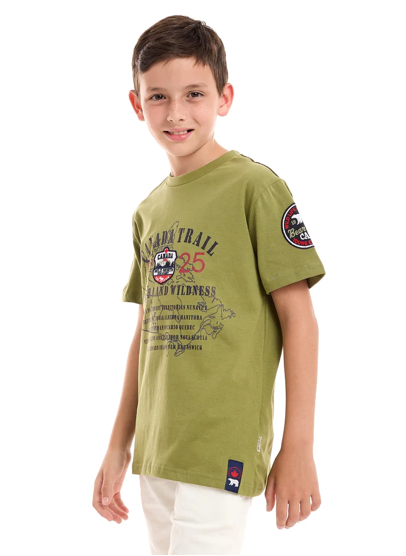victor and jane T-shirt for Boys  (6-12 Years) Short sleeve - Olive