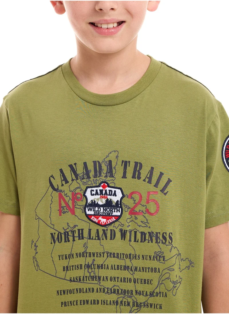 Victor And Jane  BOYS Short Sleeve Summer T-shirt - Olive for Men | Best Price UAE