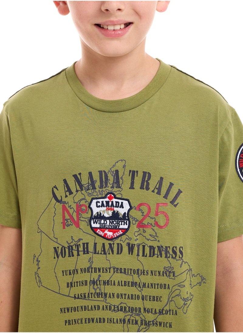 victor and jane BOYS Short Sleeve Summer T-shirt - Olive - Image 5