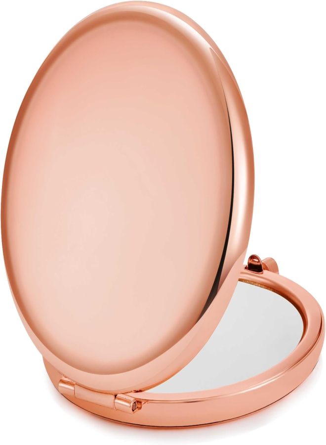 18-piece pack Compact mirror, pocket travel makeup mirror for bag, round metal case, 2-sided 1X/2X magnification, portable, foldable, handheld, rose gold, - Image 2