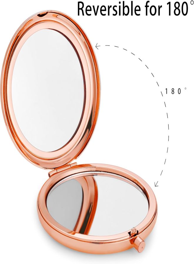 18-piece pack Compact mirror, pocket travel makeup mirror for bag, round metal case, 2-sided 1X/2X magnification, portable, foldable, handheld, rose gold, - Image 5