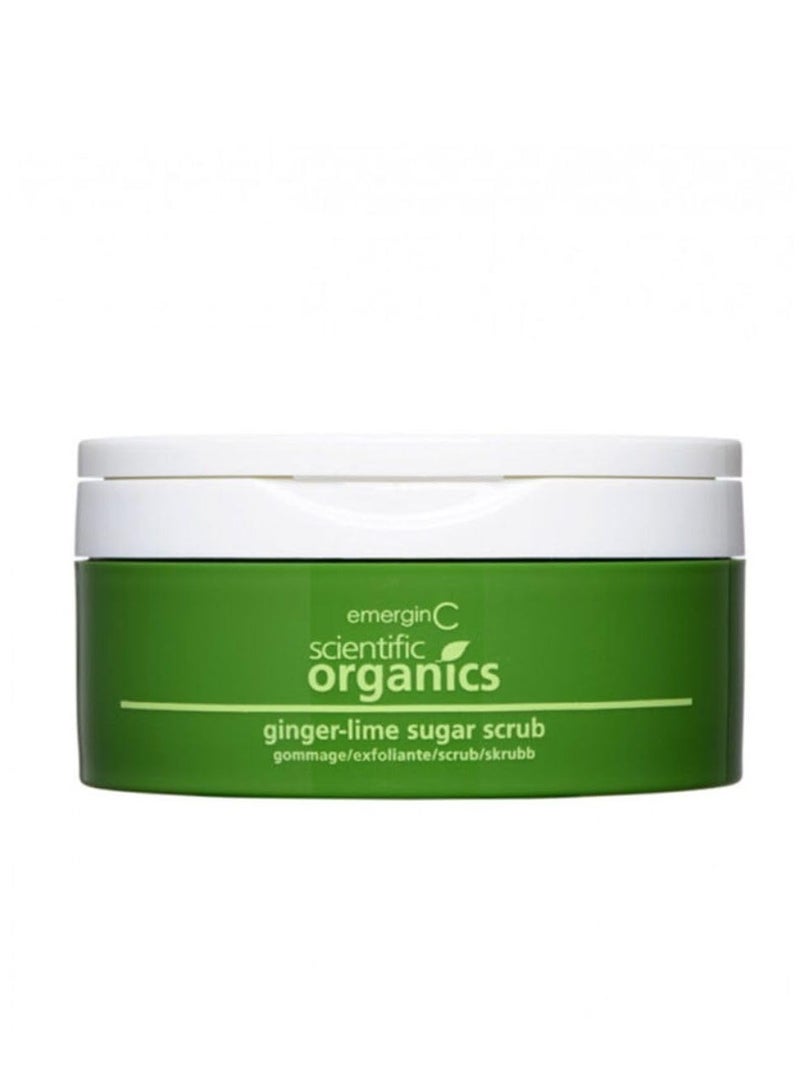 EmerginC emerginC Scientific Organics Ginger-Lime Sugar Scrub - Exfoliating Body Scrub with Vitamin E + Moisturizing Shea Butter, Ginger Root Oil + Coconut Oil - Removes Dead Skin (8 oz)  - Image 1
