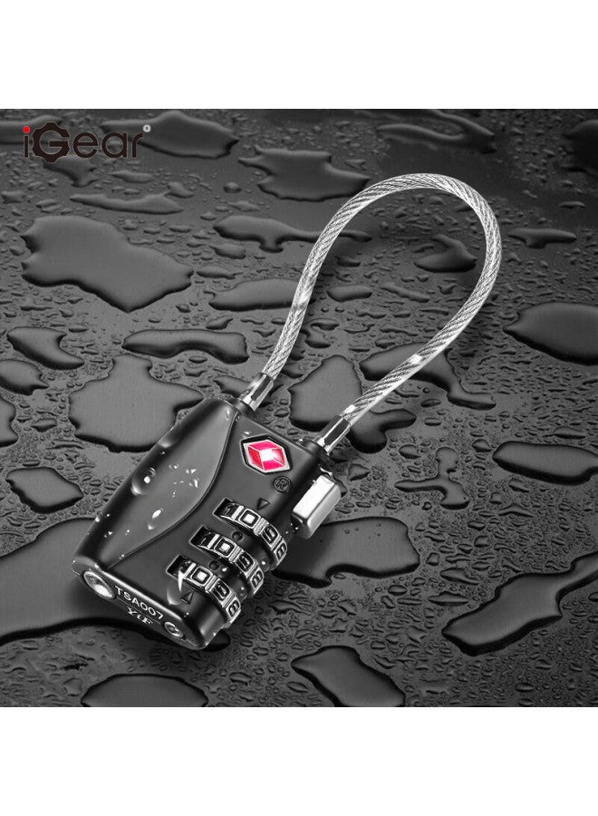 Igear Steel Cable Padlock, Combination Lock, Tsa Travel Lock For Luggage, Backpack, Suitcase, Cabinet, Drawer, No Drilling Required - Image 2