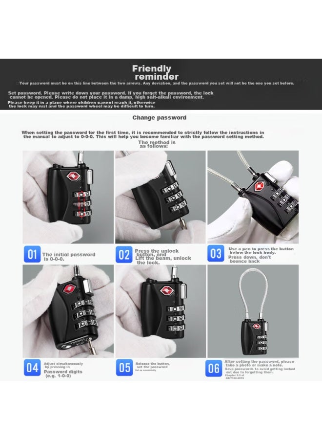 Igear Steel Cable Padlock, Combination Lock, Tsa Travel Lock For Luggage, Backpack, Suitcase, Cabinet, Drawer, No Drilling Required - Image 4