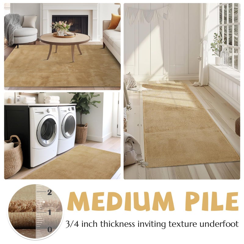 jinchan Jinchan Solid Plush Runner Rug 2x5 Performance Shaggy Rugh Rugh Rugh Prucwway Prace Soft Rug Modern Faux Faux Wool Rug  - Image 3