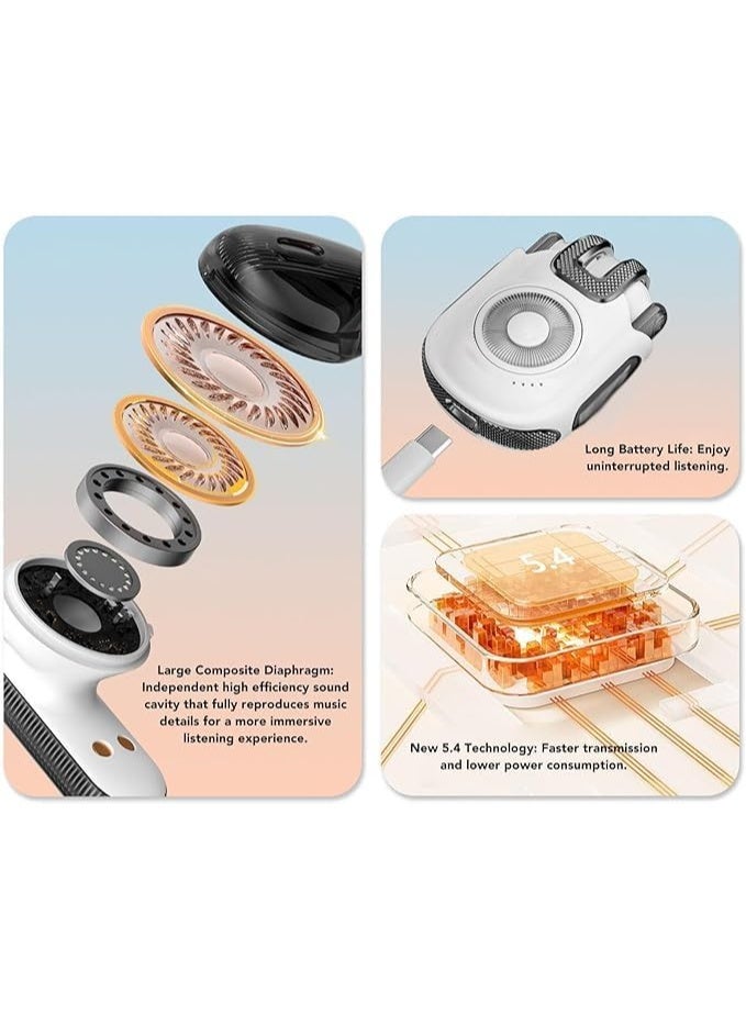 TAJ BAZAAR Wireless Earbuds with Bluetooth 5.4, Noise Cancelling, Camera Remote Control, USB C Charging, 39ft Range for Android Phone Tablet Laptop White Golden - Image 3
