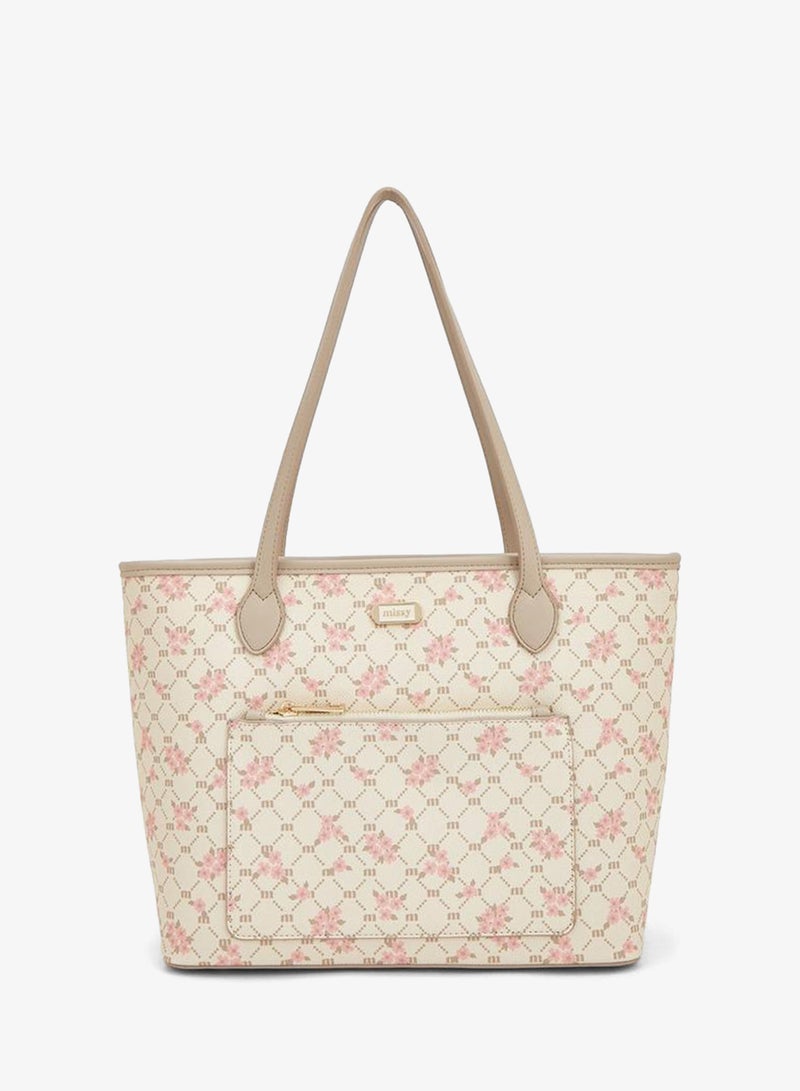 MISSY Floral Monogram Print Shopper Tote - Image 1