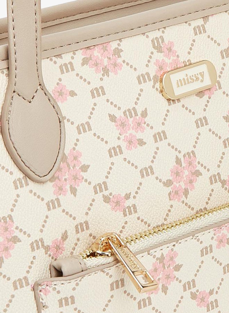 MISSY Floral Monogram Print Shopper Tote - Image 3