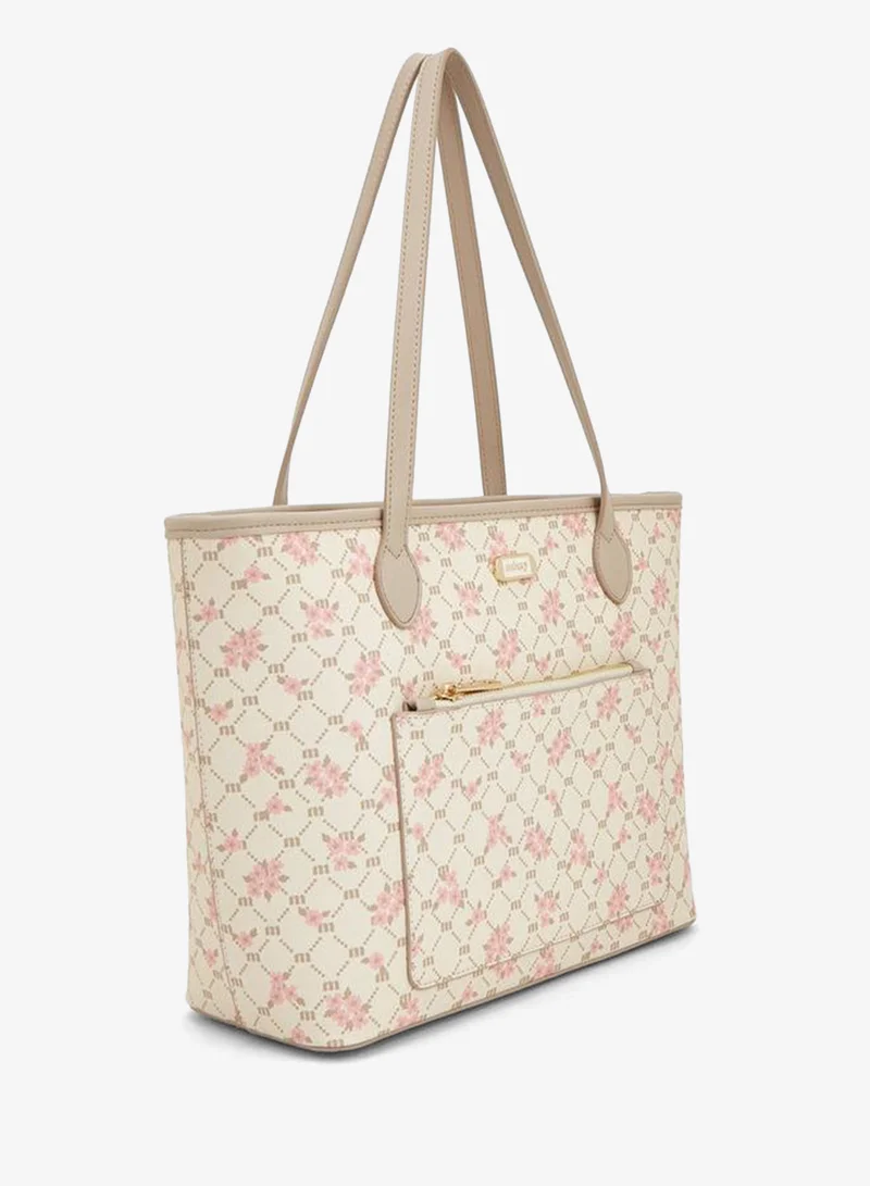 ميسي Floral Monogram Print Shopper Tote