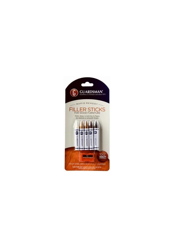 Guardsman Rapid Remedy Filler Sticks for Wood Furniture - 5 Pack with Sharpener