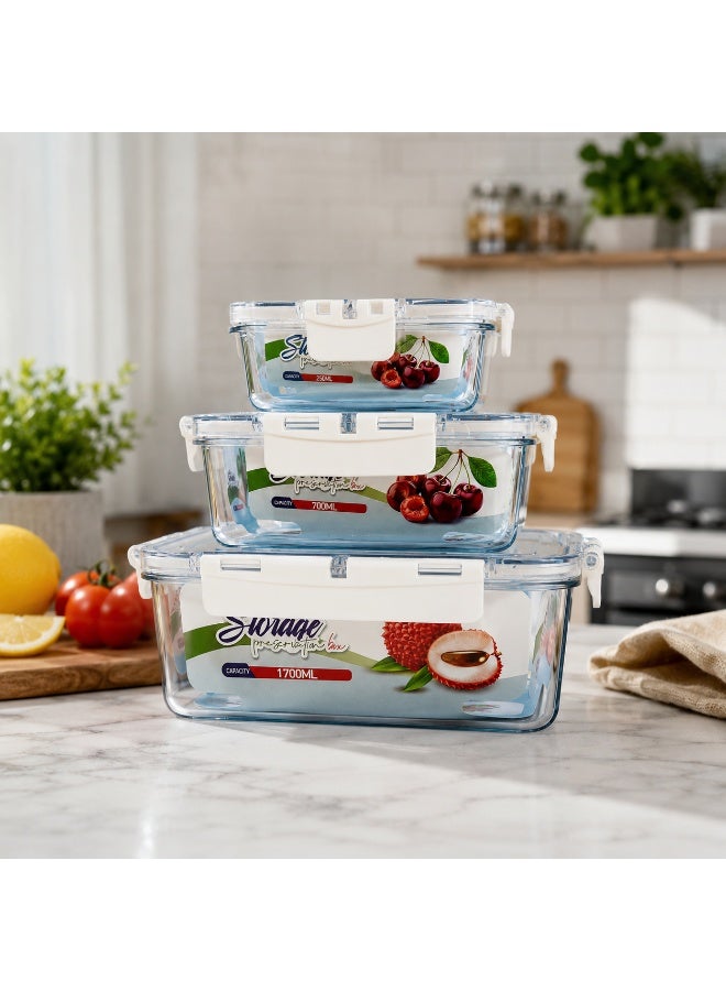 Premium airtight acrylic food storage container set – 3 pieces in sizes 250ml, 700ml and 1700ml - Image 3