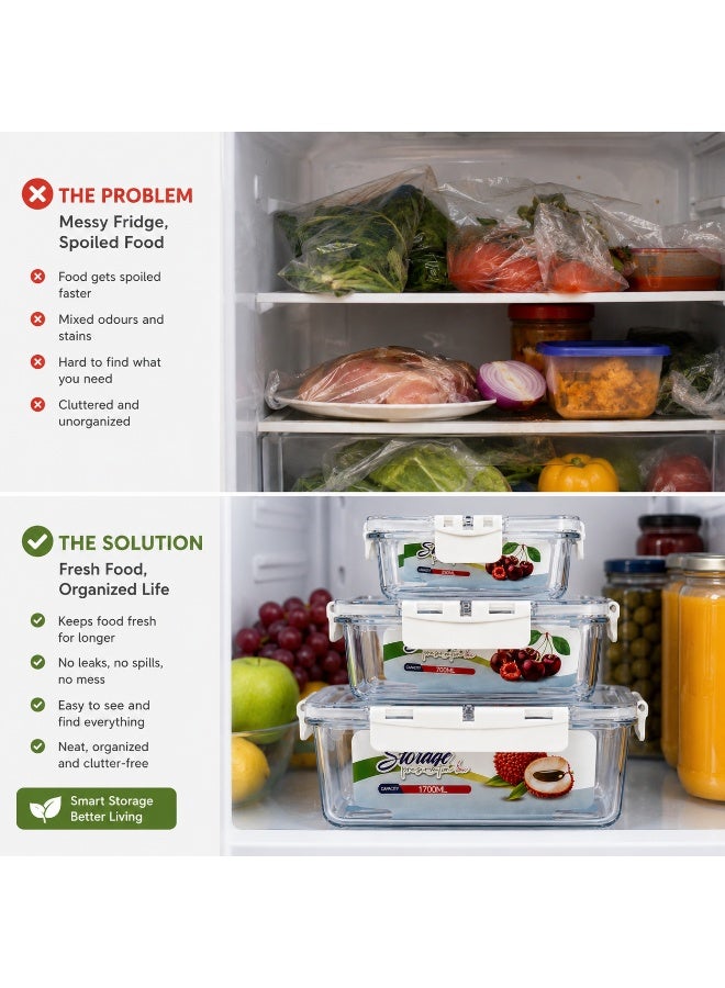 Premium airtight acrylic food storage container set – 3 pieces in sizes 250ml, 700ml and 1700ml - Image 5