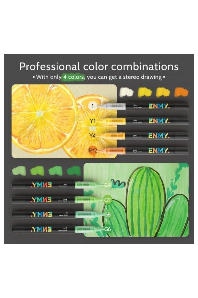 ENMY 60-Color Direct Liquid Acrylic Paint Markers – Premium Acrylic Pens with 3X Ink Capacity, Brush Tips, Waterproof & Washable | Works on Rock, Wood, Canvas, Glass, Paper, Fabric | Bold Pigments for Artists & DIY Crafters - Image 5