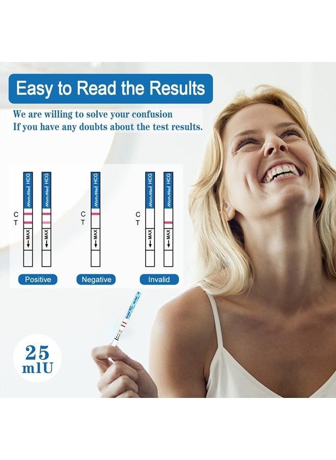 MomMed - MomMed Pregnancy Test, 25 Hcg Pregnancy Test Strips with 25 Urine Cups, Rapid and Accurate Results, Women Home Testing, Early Pregnancy Tests - Image 1
