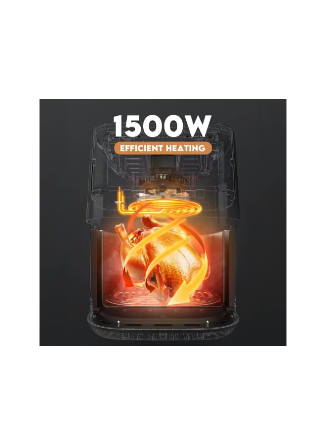 PROMASS مقلاة 5 لتر، 8 برامج محددة مسبقًا، شاشة تعمل باللمس LED، شاشة رقمية، مؤقت قابل للتعديل على نطاق واسع والتحكم في درجة الحرارة، 1500 وات، طهي صحي بدون زيت وقليل الدهون (أبيض) - Image 3