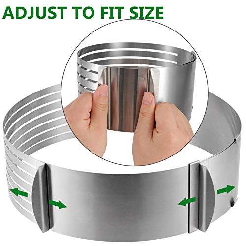 HAKZEON 2 Pack Cake Ring Set, Adjustable Stainless Steel Mousse Cake Rings, Round Molds Cookie Cutter Leveler 7 Layer 6-12 inch for Kitchen Restaurant Mousse DIY - Image 3