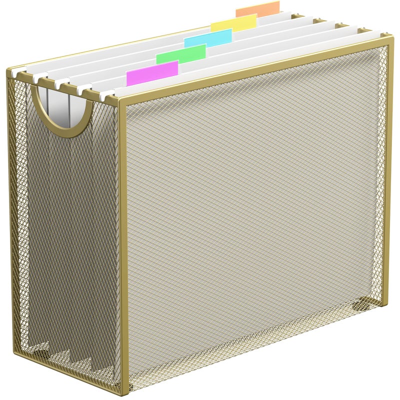 GoldOrcle Hanging File Organizer, Letter-size File Holder Filing Box with 5 Hanging Folders, Metal Mesh Desk File Folder Storage(No Assembly Required) - Image 1