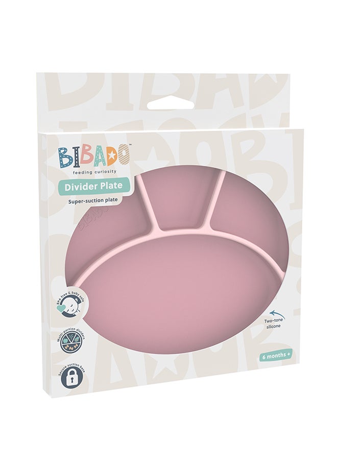 bibado Silicone Suction Divider Plate,  Teaching Little Ones Cutlery Control And Vital Independent Feeding Skills Suitable For 6 Months To 3 Years - Blush  - Image 1