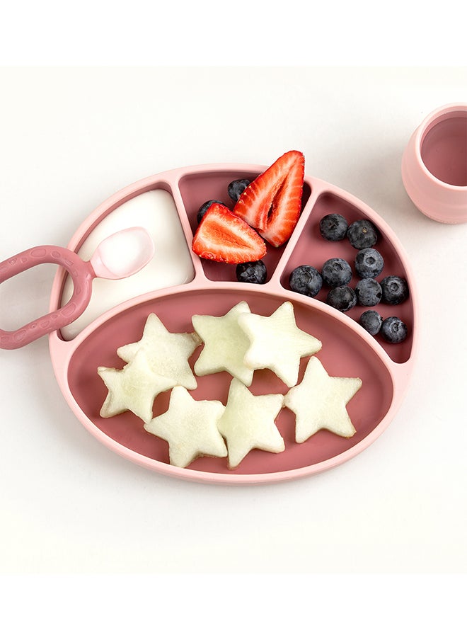 bibado Silicone Suction Divider Plate,  Teaching Little Ones Cutlery Control And Vital Independent Feeding Skills Suitable For 6 Months To 3 Years - Blush  - Image 4