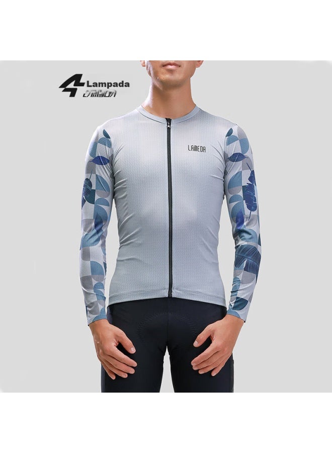 Lampada Lanpada Cycling Jersey, Lightweight Men's Long-sleeve Top, Road And Mountain Bike Outerwear, Light Gray-blue, Size M - Image 4