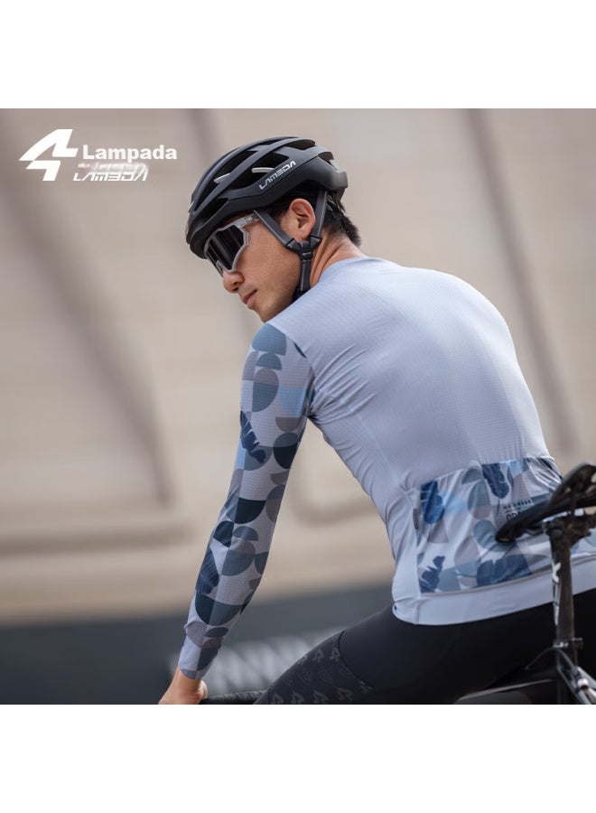 Lampada Lanpada Cycling Jersey, Lightweight Men's Long-sleeve Top, Road And Mountain Bike Outerwear, Light Gray-blue, Size M - Image 2