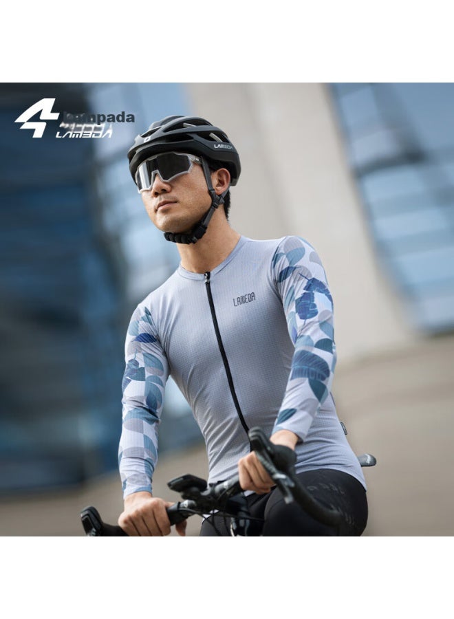 Lampada Lanpada Cycling Jersey, Lightweight Men's Long-sleeve Top, Road And Mountain Bike Outerwear, Light Gray-blue, Size M - Image 1