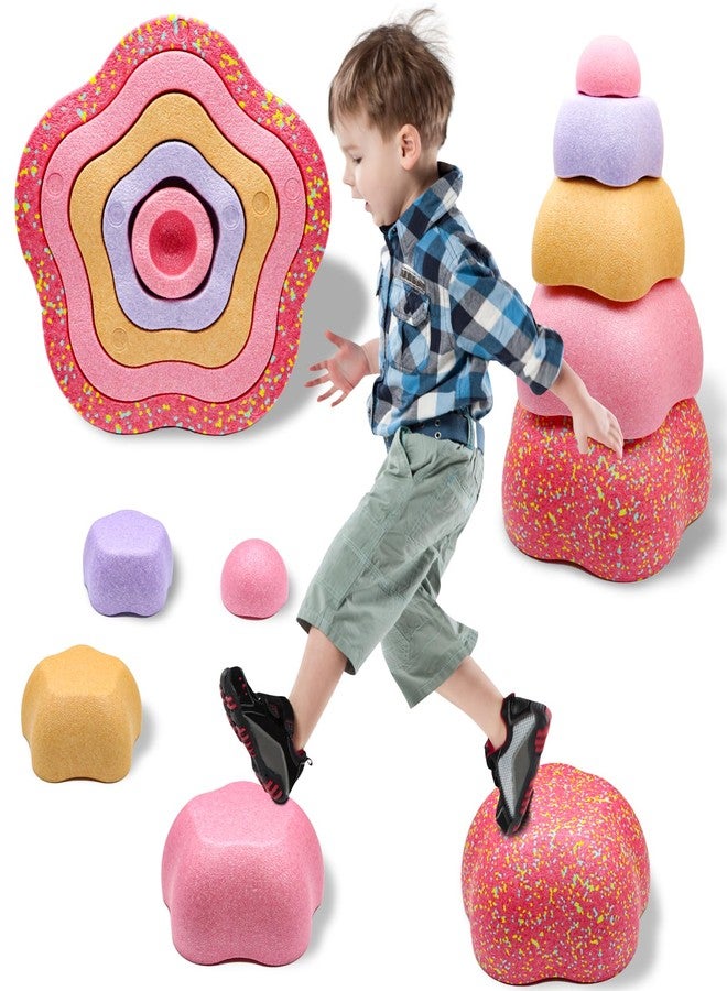 joybond Stepping Stones for Kids Super-Light Baby-Safe Foam Petals for Sensory Balance Toddler Stepping Stones for Toddlers 1-3 Indoor&Outdoor Coordination Obstacle Course Stacking Blocks Beach Toys 5-Piece - Image 1