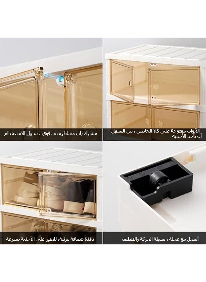 Generic Six-layer foldable shoe storage box stackable storage box with transparent door freestanding shoe rack cabinet with cover (one high and five low)  - Image 4