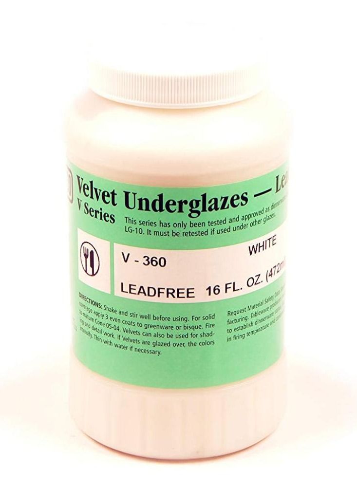 Amaco طلاء Amaco Velvet Underglaze White V-360 الخالي من الرصاص للفخار والسيراميك - Image 1