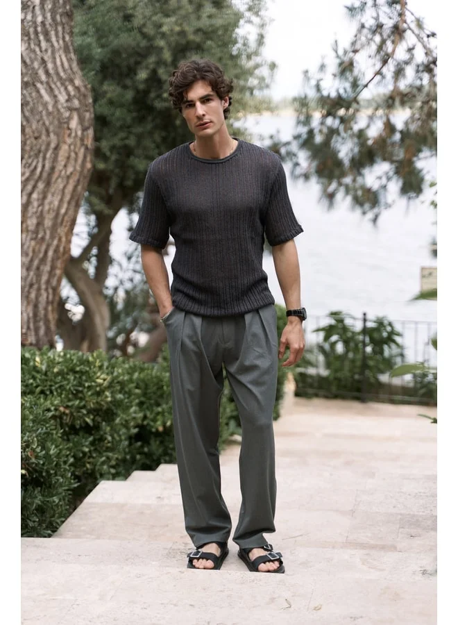 Bohemai Joseph Men's Round Neck Smoked Knit T-Shirt.