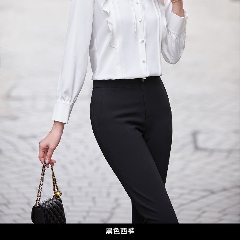 Autumn and Winter Solid Color White Commuter Slim-fit OL All-match Womens Split Short Skirt One-step Skirt Hip Skirt white pants - Image 2